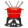 Pot en fonte antidérapante ename lfondue set milting pot